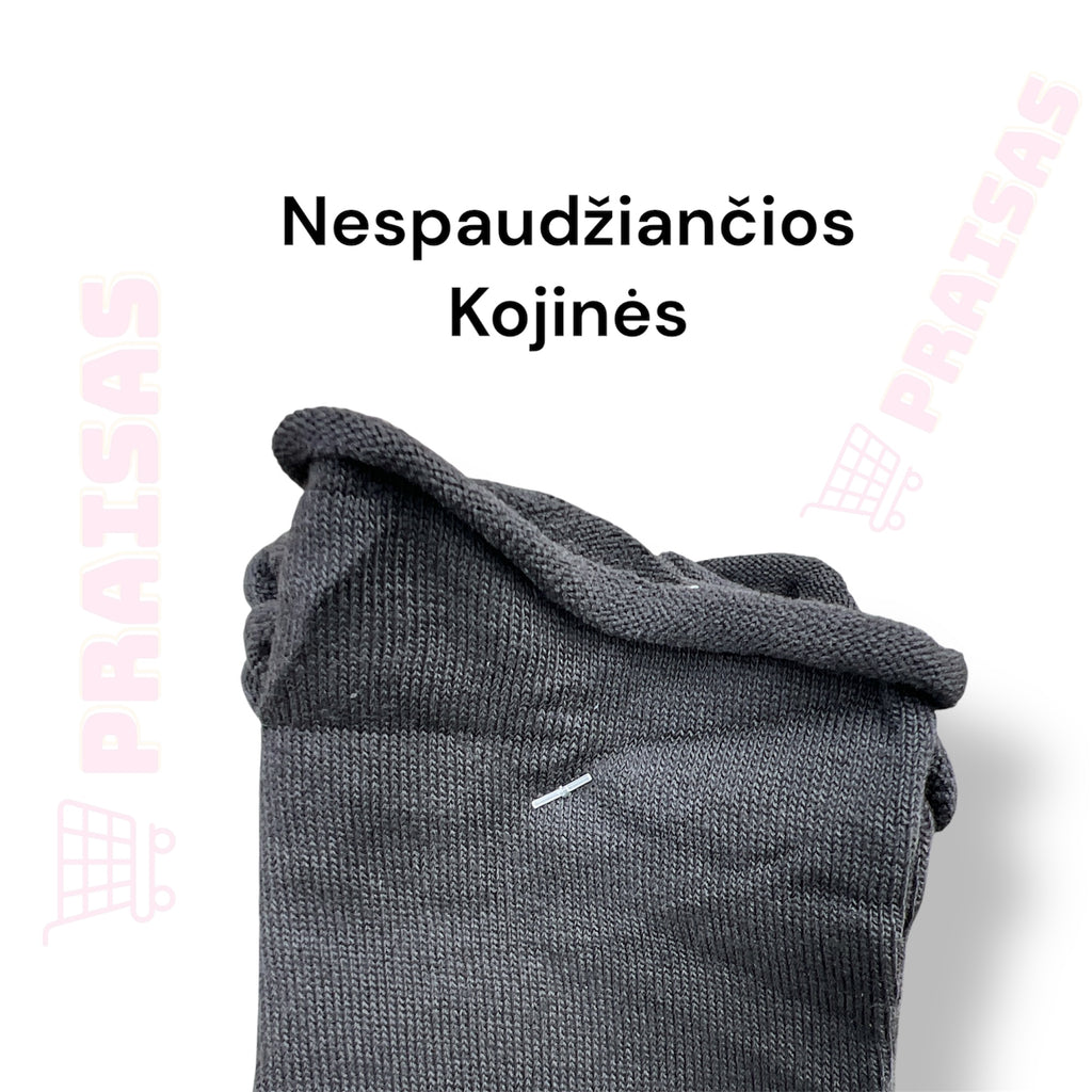 🟤 Paprasta klasė Juodos klasikinės kojinės su nespaudžiančia guma – kasdienai, 5 poros