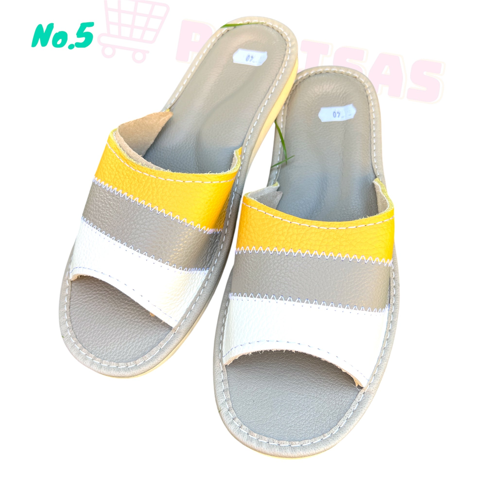 Spalvotos odinės šlepetės moterims