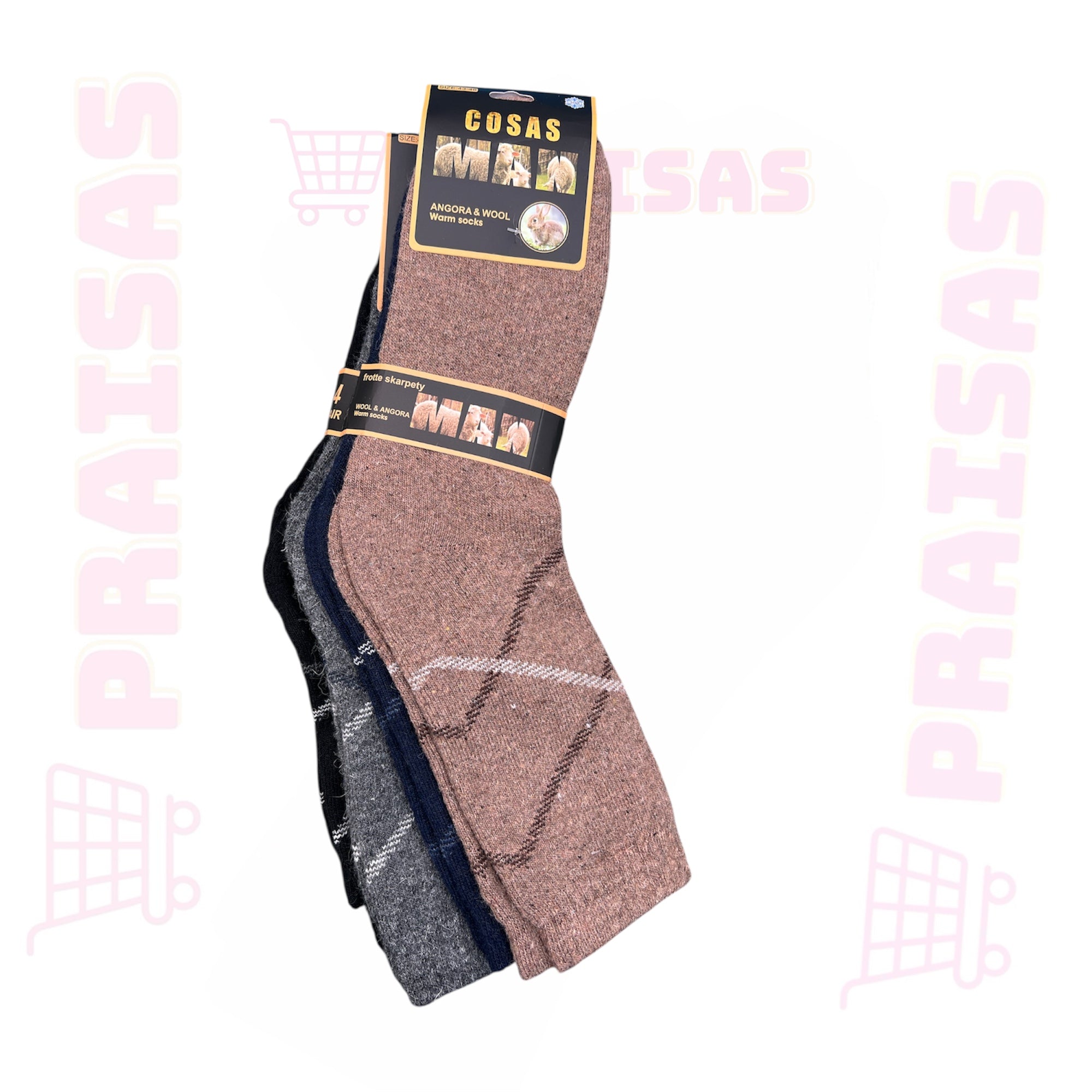 Cosas Klasikinės storesnės vyriškos kojinės su vilna - 4 poros