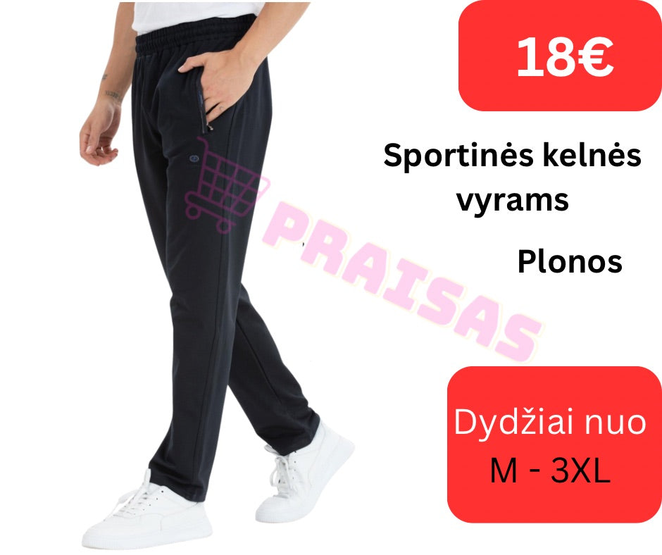 🟢 Premium klasė Vyriškos turkiškos sportinės kelnės – tiesios, plonos, su kišenėmis