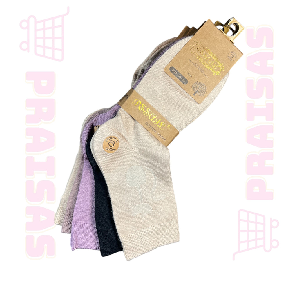 Plonos medvilnės klasikinės ilgos kojinės su kačiuku, spalvų mix , 5 poros