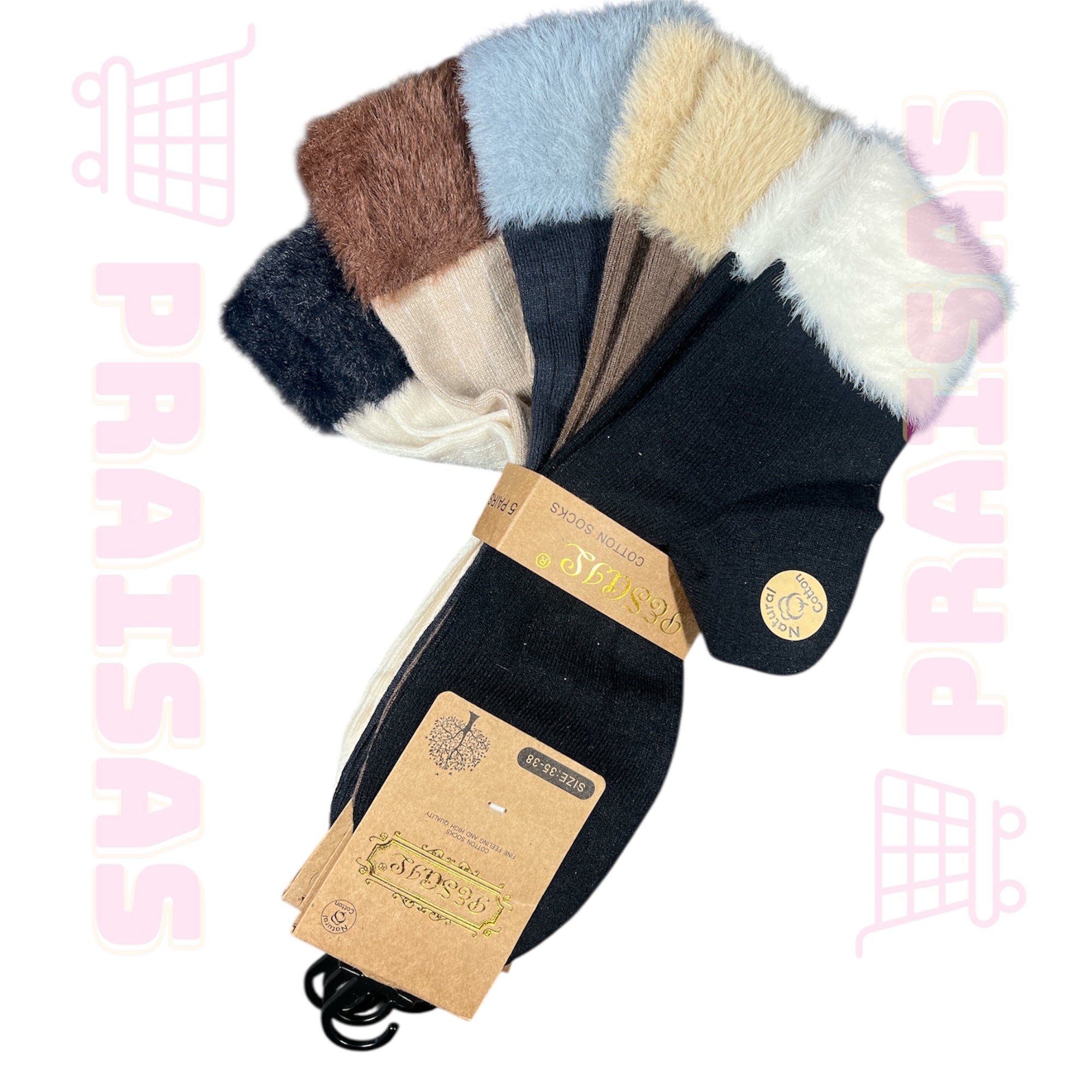 Plonos medvilnės klasikinės ilgos kojinės su švelnia nevaržoma guma , spalvų mix , 5 poros