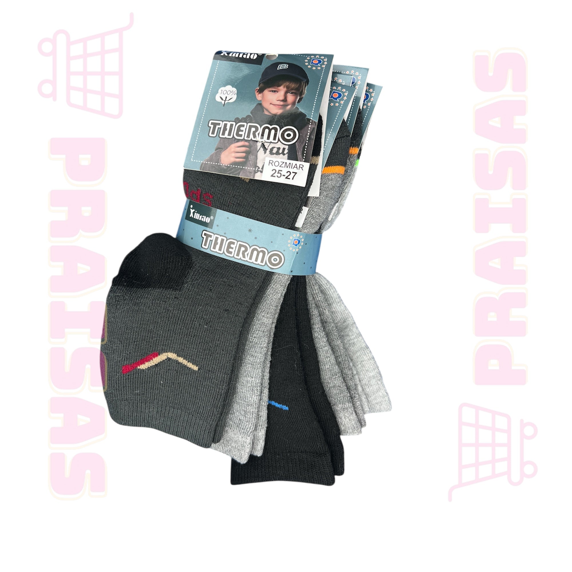 Frote storesnės medvilnės kojinės vaikams / paaugliams