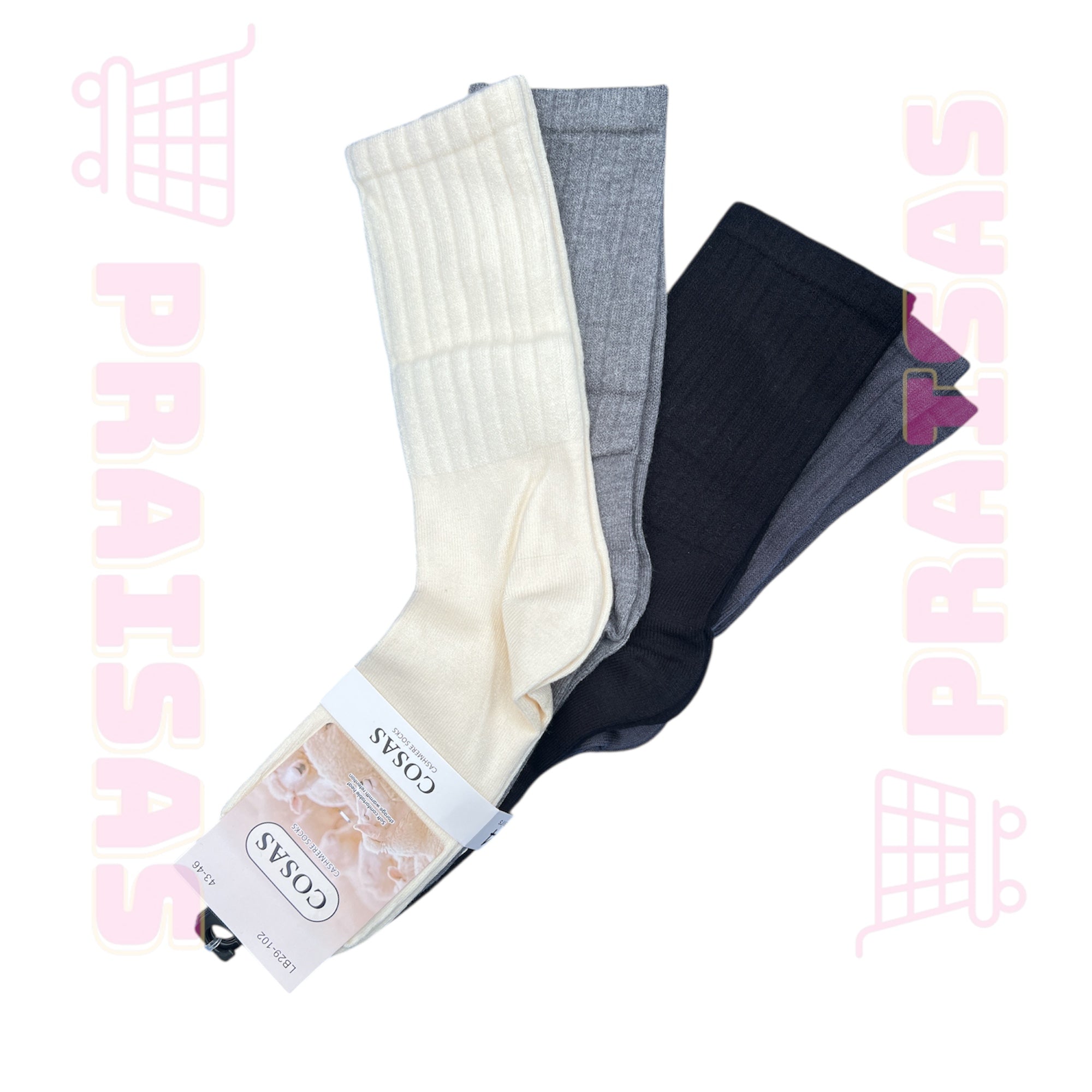 Klasikinės ilgesnės kojinės su vilna vyrams , 4 poros