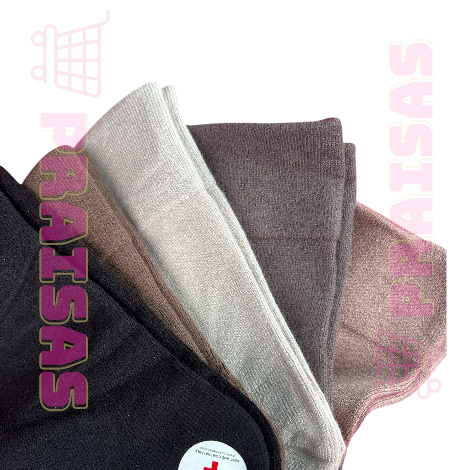 Plonos kojinės su vilna, spalvų mix, 5 poros