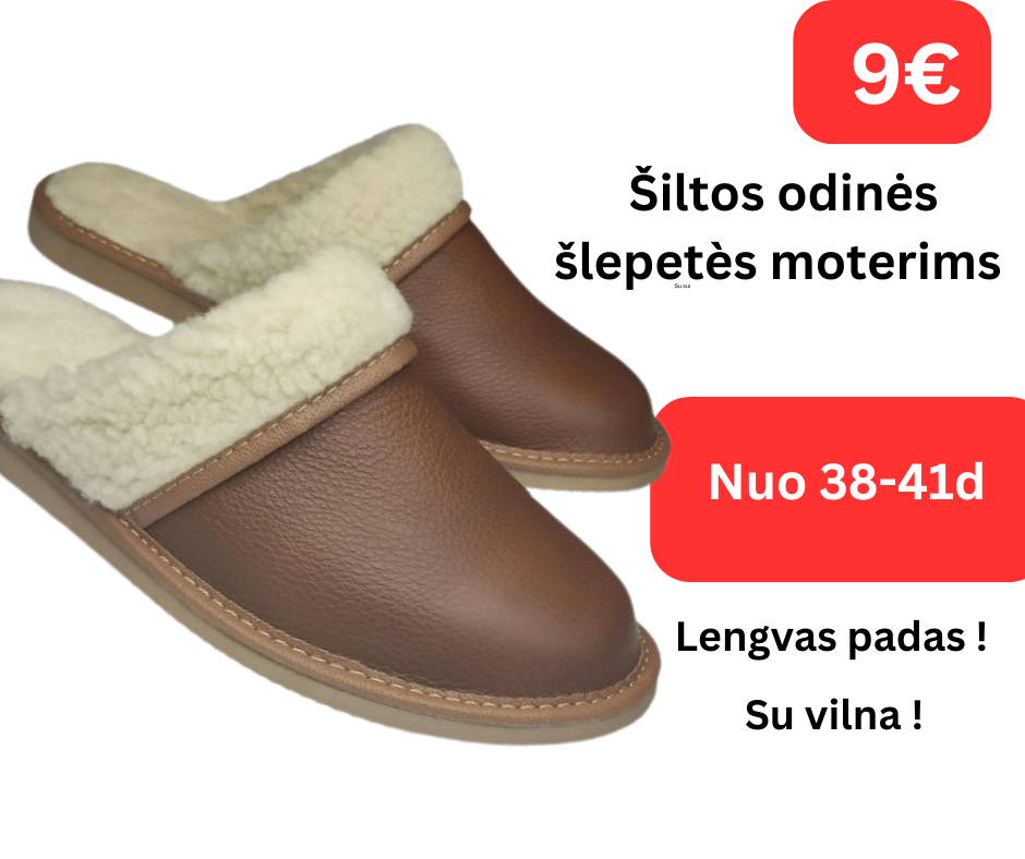 Odinès šlepetès moterims su vilna