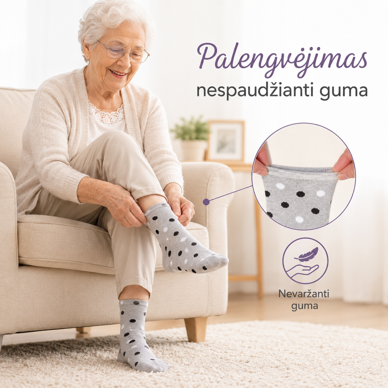 Pasilgės kojinės nevaržančios kraujotakos moterims, 5 poros