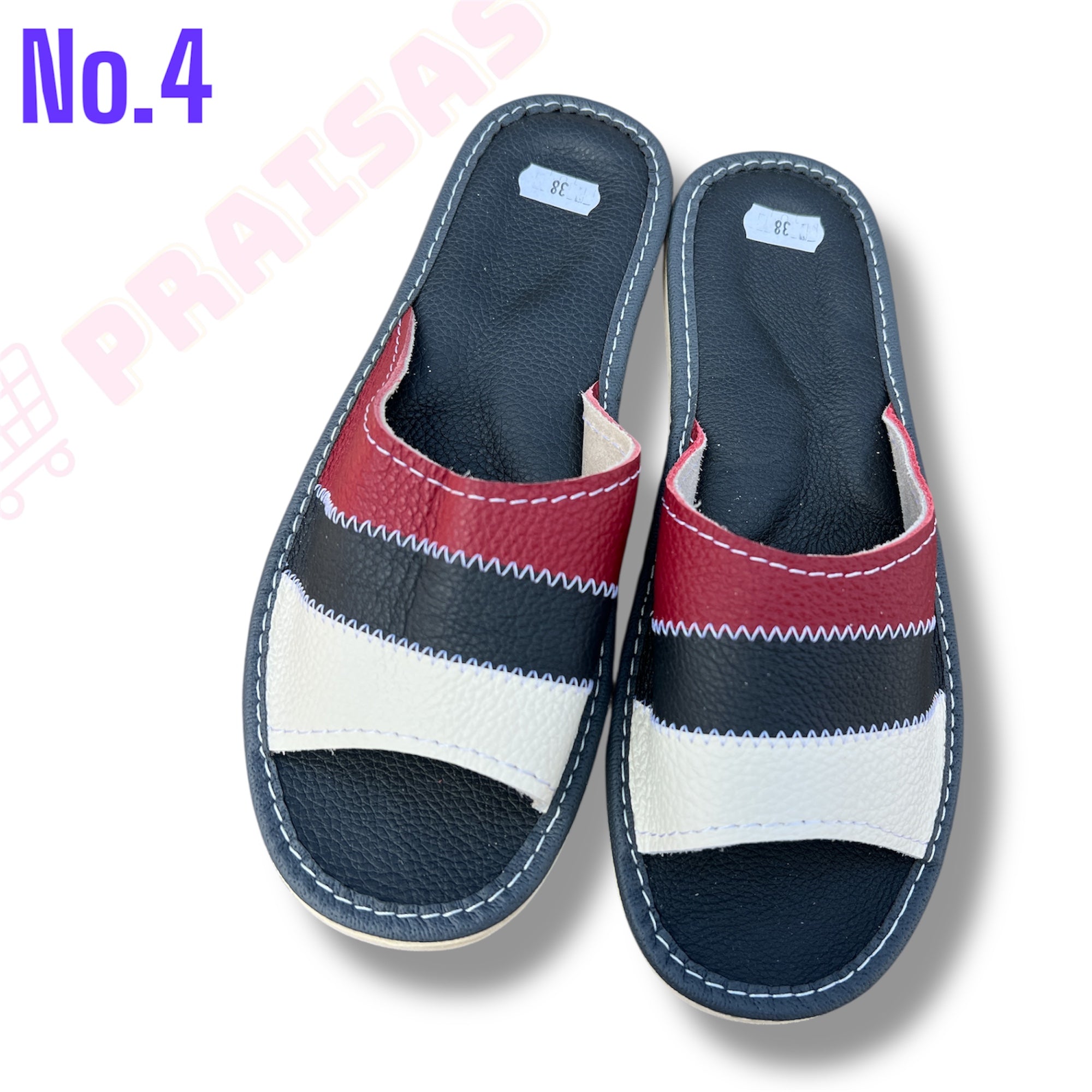 Spalvotos odinės šlepetės moterims