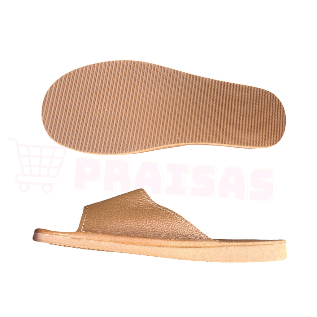 Vienspalvės atviros odinės šlepetės moterims