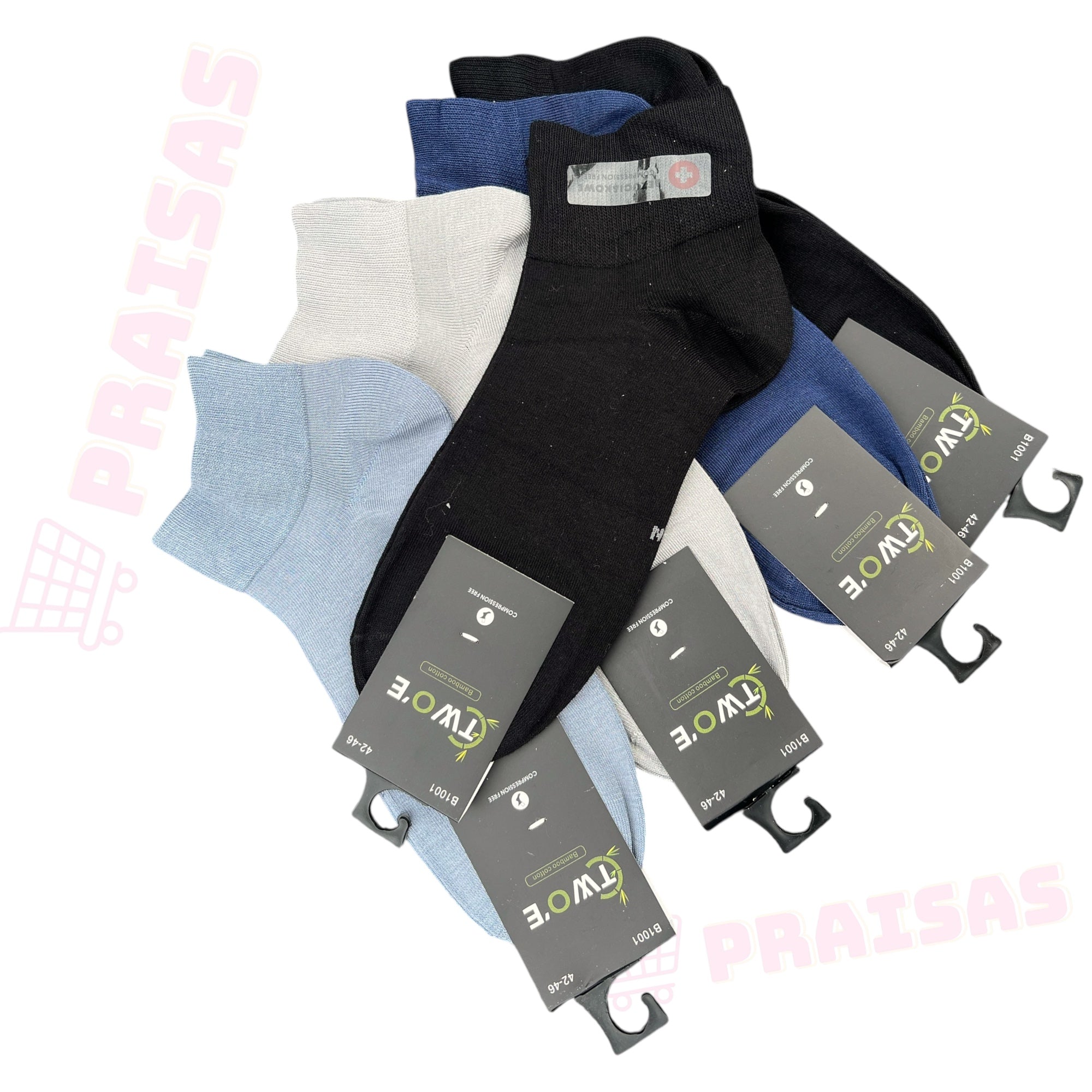 🟢 Premium Trumpos vyriškos bambuko–medvilnės kojinės su švelnia guma – 5 poros (39–43 / 43–46)
