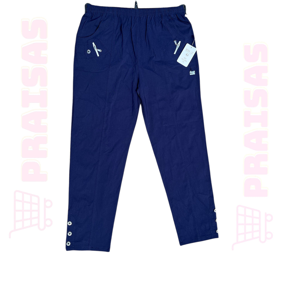 Moteriškos klasikinės kelnės NH su sagomis ir užtrauktuku – aukštas liemuo, dydžiai 40–52