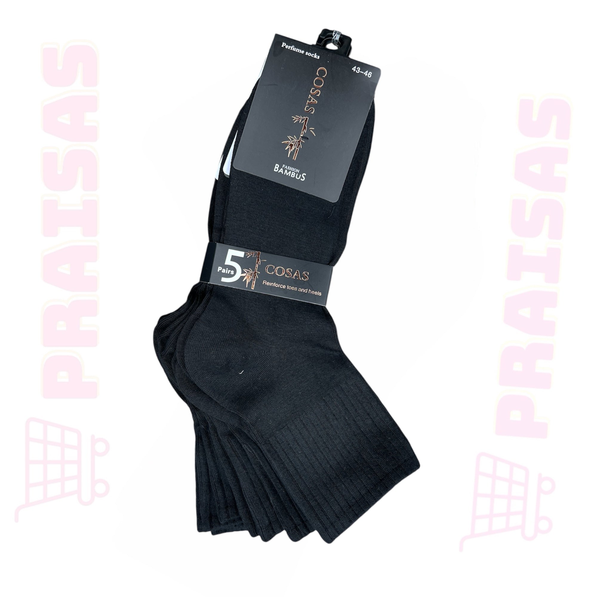 🟢 Premium Ilgos klasikinės vyriškos bambuko kojinės – 5 poros, juodos(39–46)