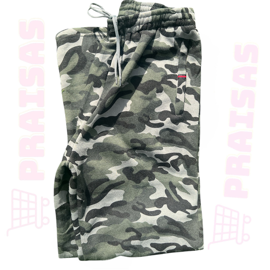 🟤 Paprasta klasė Sportinės  šiltos kareiviško rašto kelnės vyrams