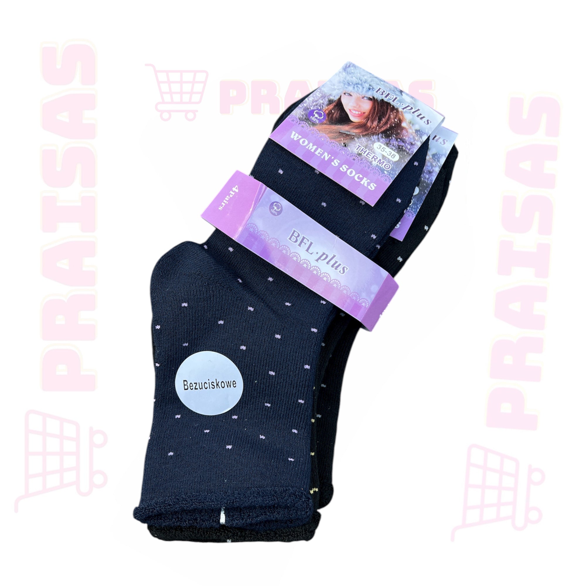 Frote termo kojinės nespaudžianti guma moterims , 4vnt