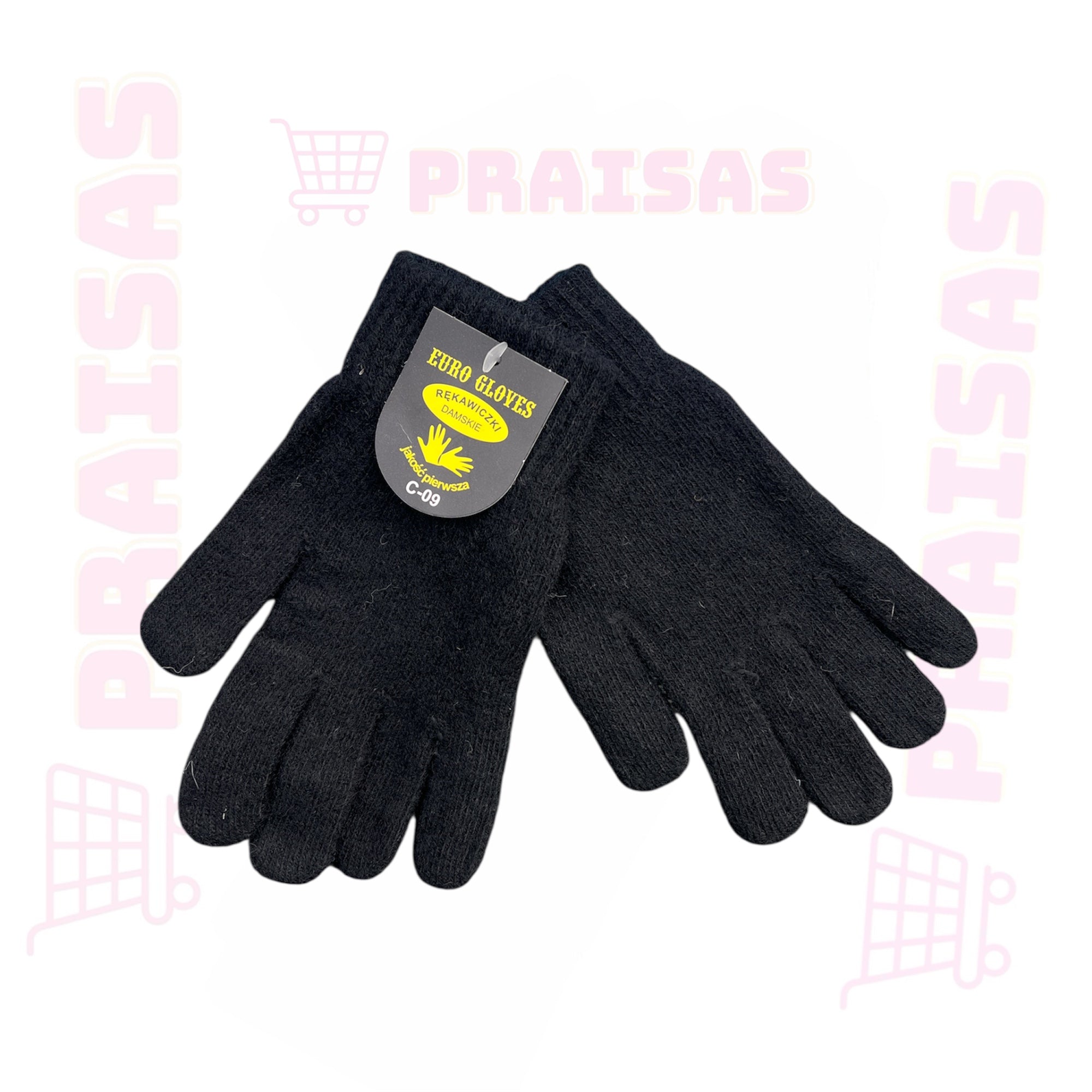 Klasikinės juodos paprastos pirštinės moterims