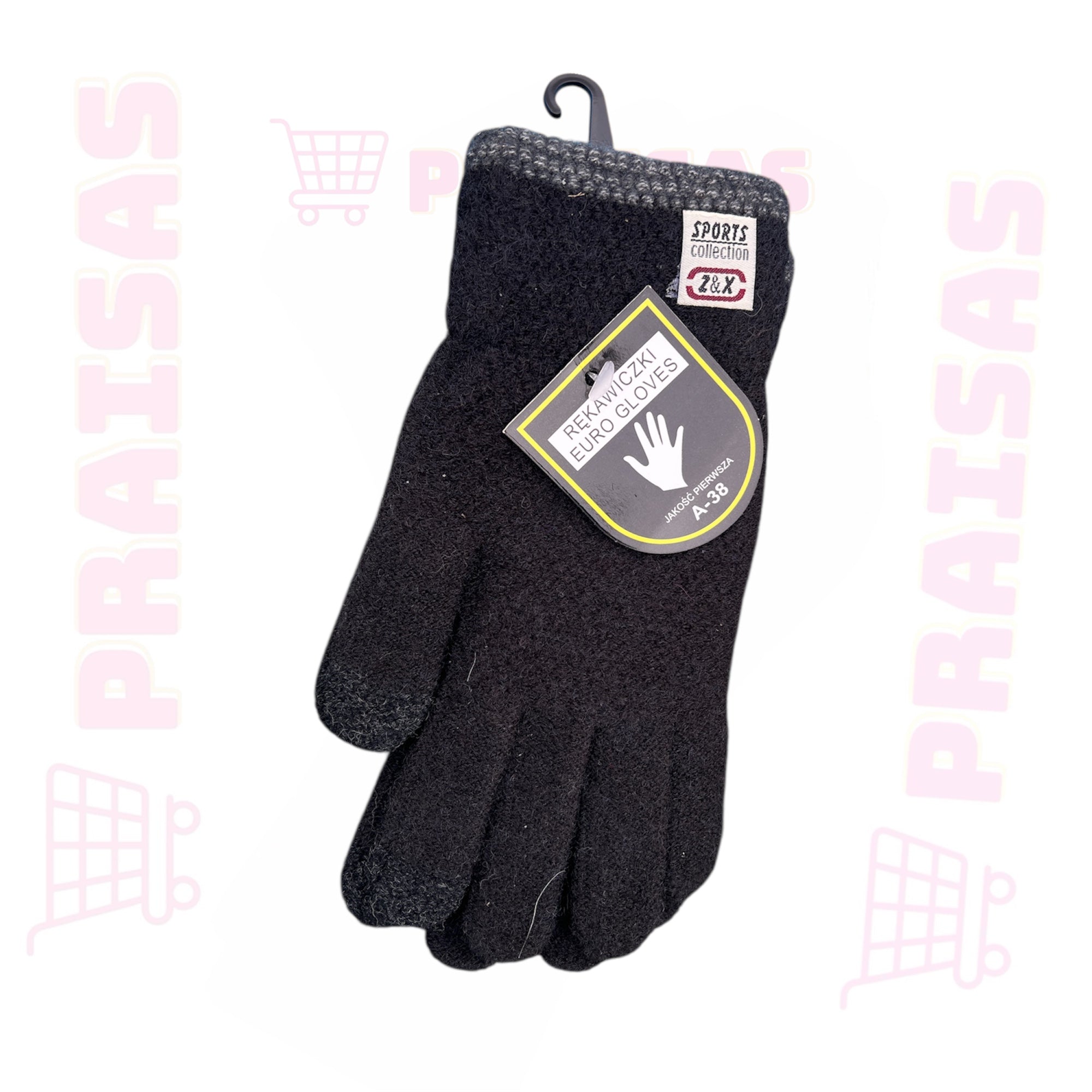 Klasikinės juodos paprastos pirštinės paaugliams