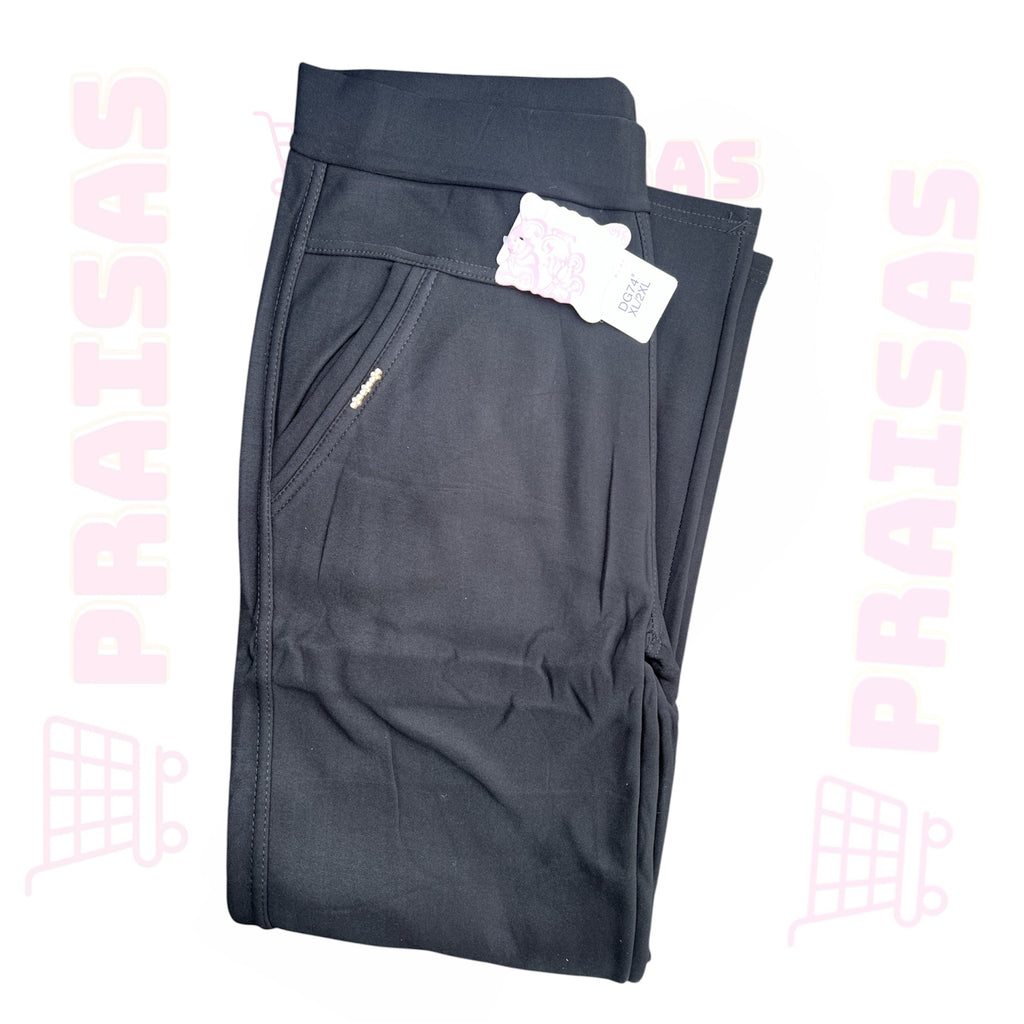 Klasikinės šiltos kelnės standart juoda / melyna