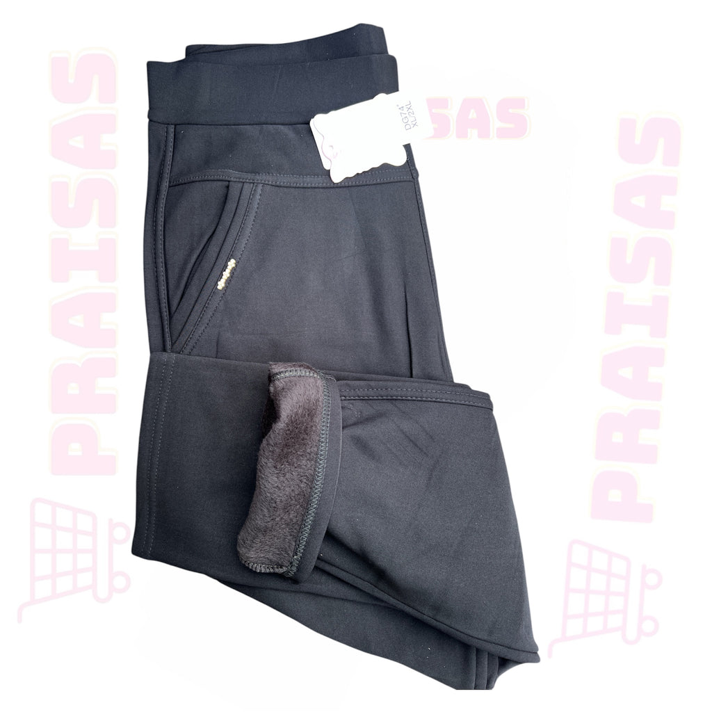 Klasikinės šiltos kelnės standart juoda / melyna