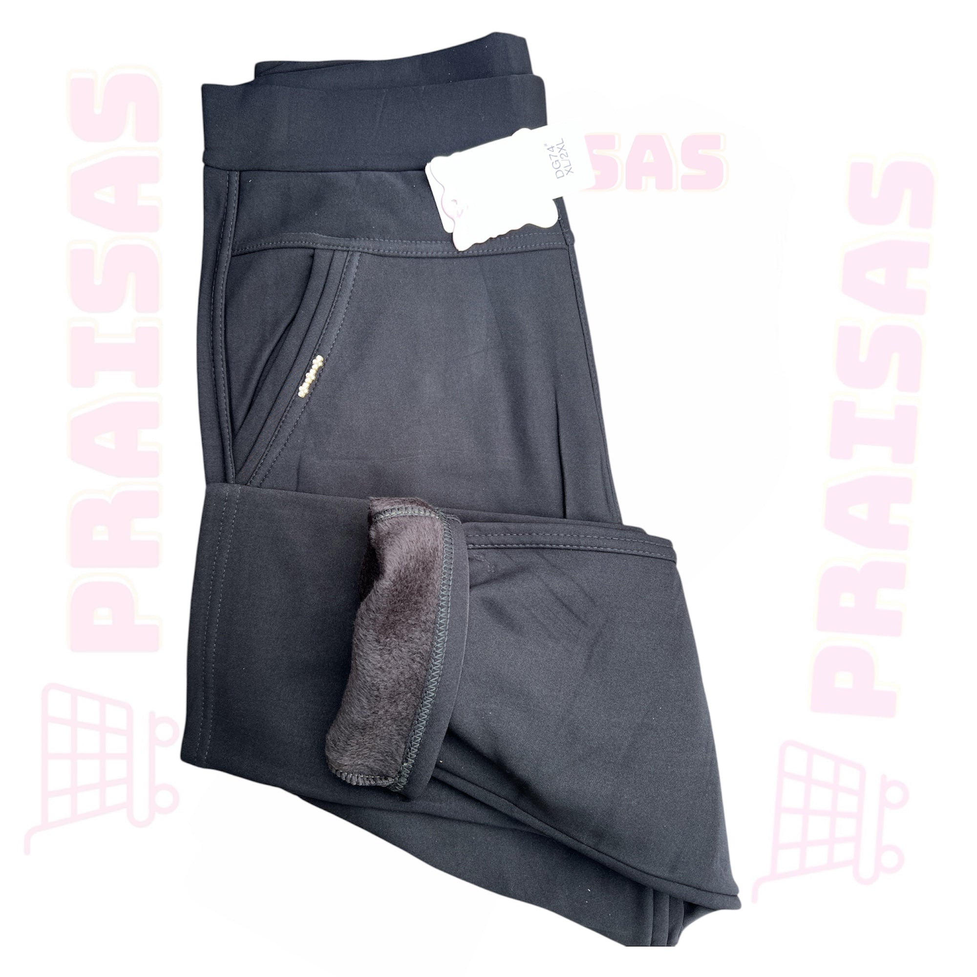 Klasikinės šiltos kelnės standart juoda / melyna