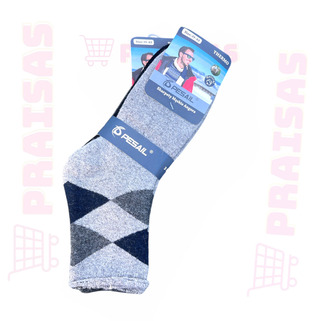 Pesail Klasikinės storesnės vyriškos kojinės su vilna , nevaržanti guma - 3 poros