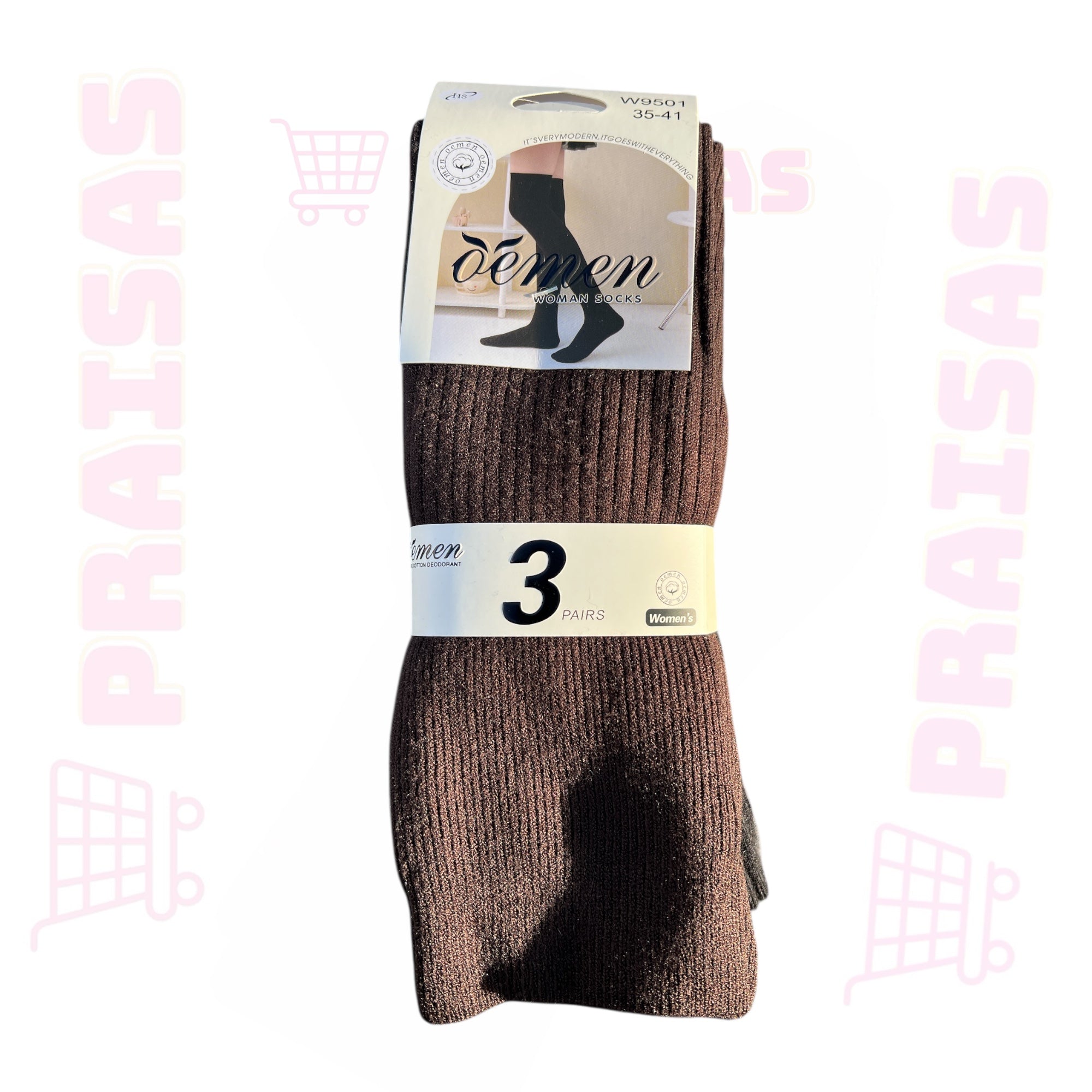 Plonos vilnos kojinės iki kelių moterims , 3 poros