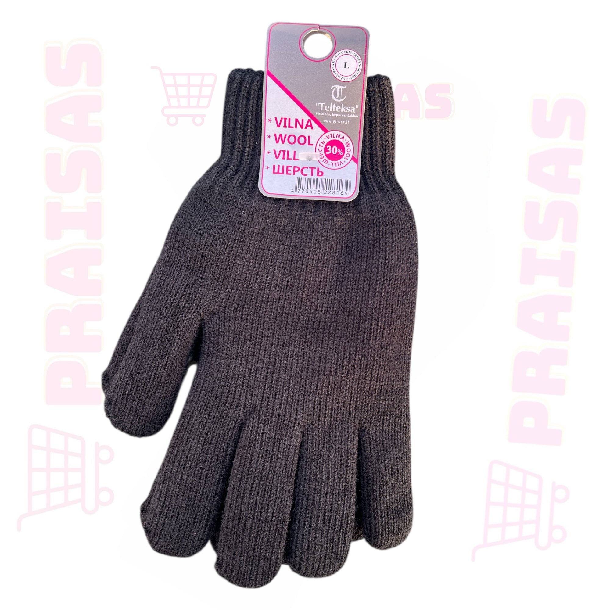 Pirštinės su vilna, dvigubos , vyrams , juodos