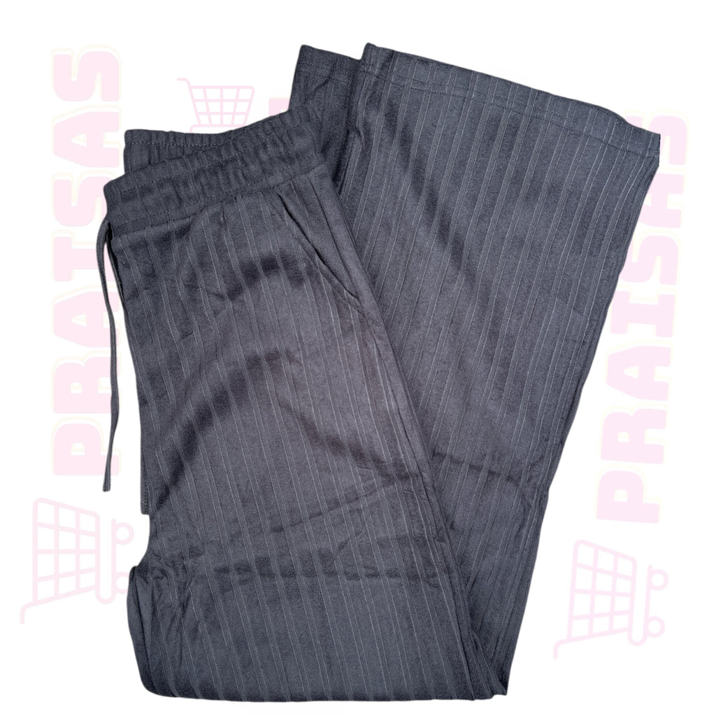 Šiltos kelnės moterims juodos plataus stiliaus