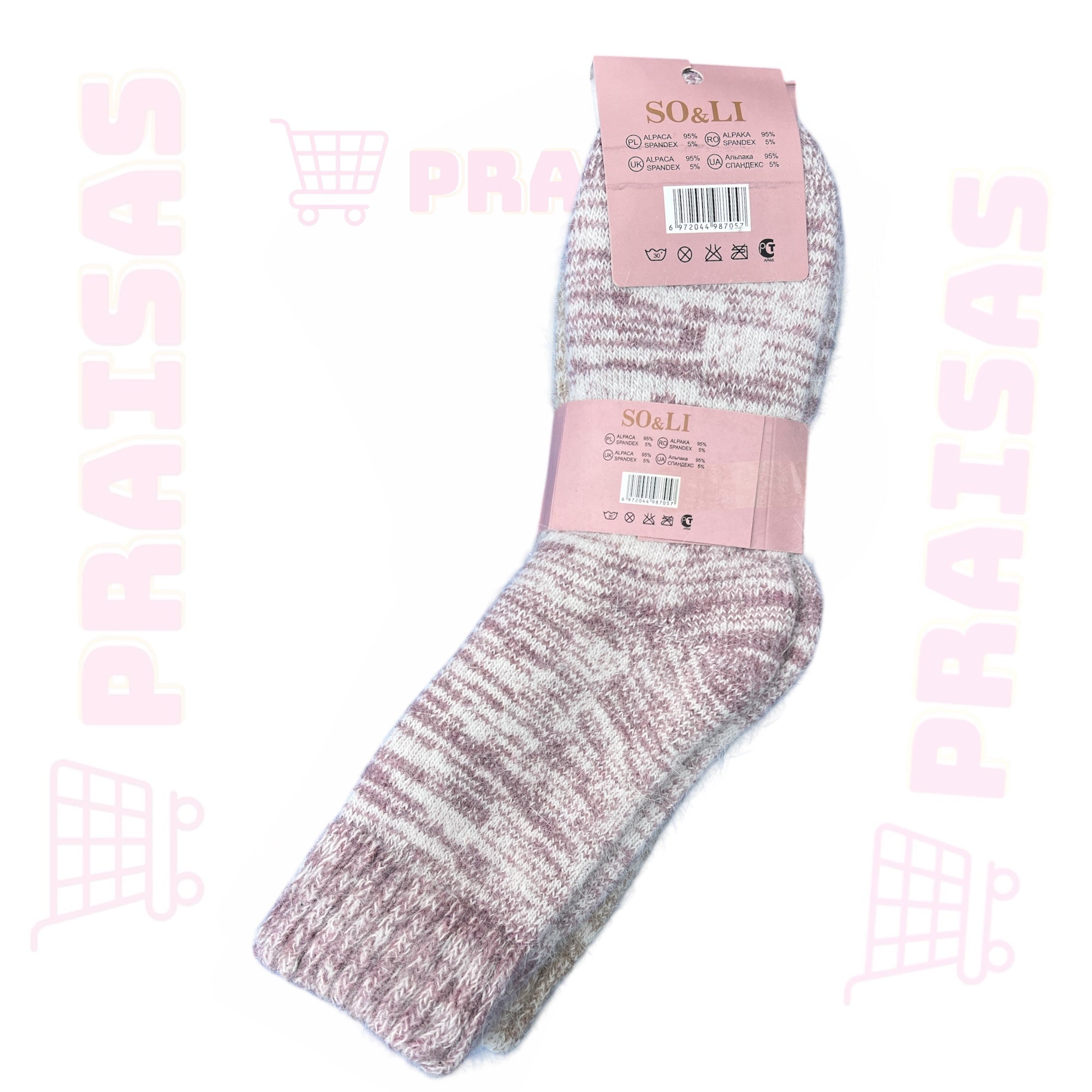 Soli šiltos kojinės su vilna , 3 poros