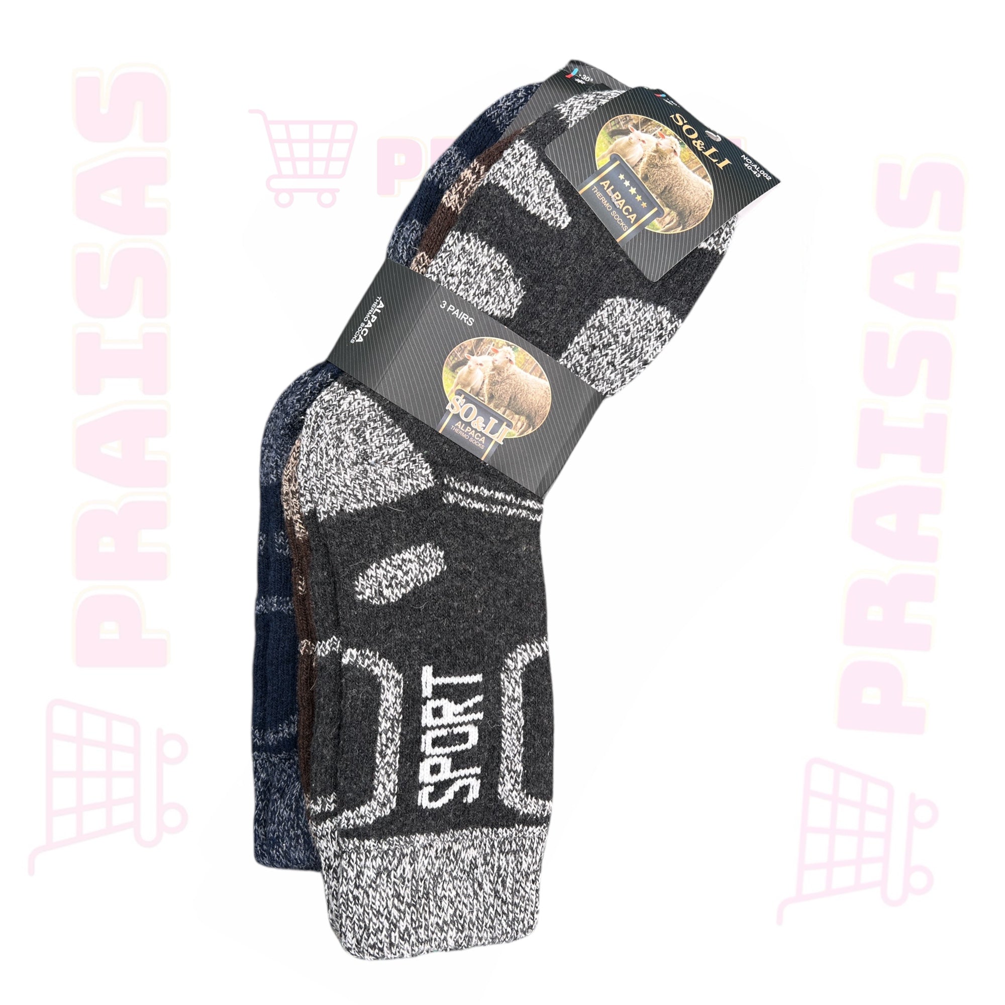 Storos šiltos ilgos vyriškos kojinės, 3 poros