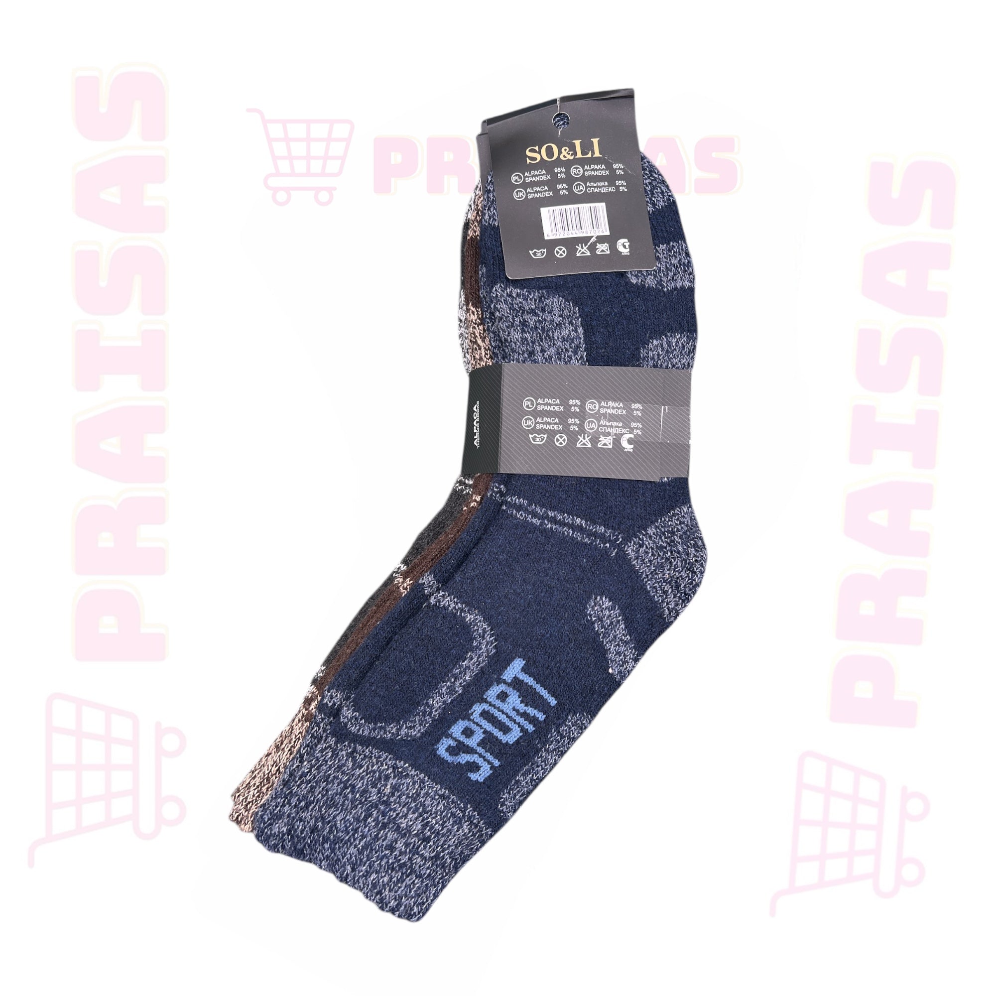 Storos šiltos ilgos vyriškos kojinės, 3 poros