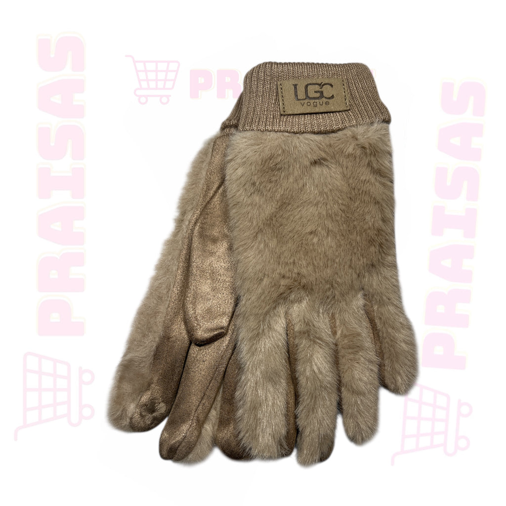 Klasikinės pirštinės moterims dekoruotos gražiu dirbtiniu kailiuku