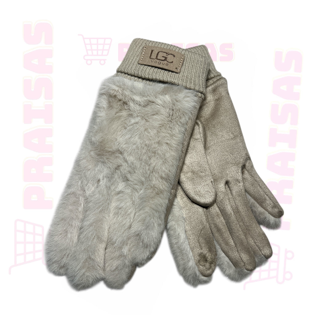 Klasikinės pirštinės moterims dekoruotos gražiu dirbtiniu kailiuku