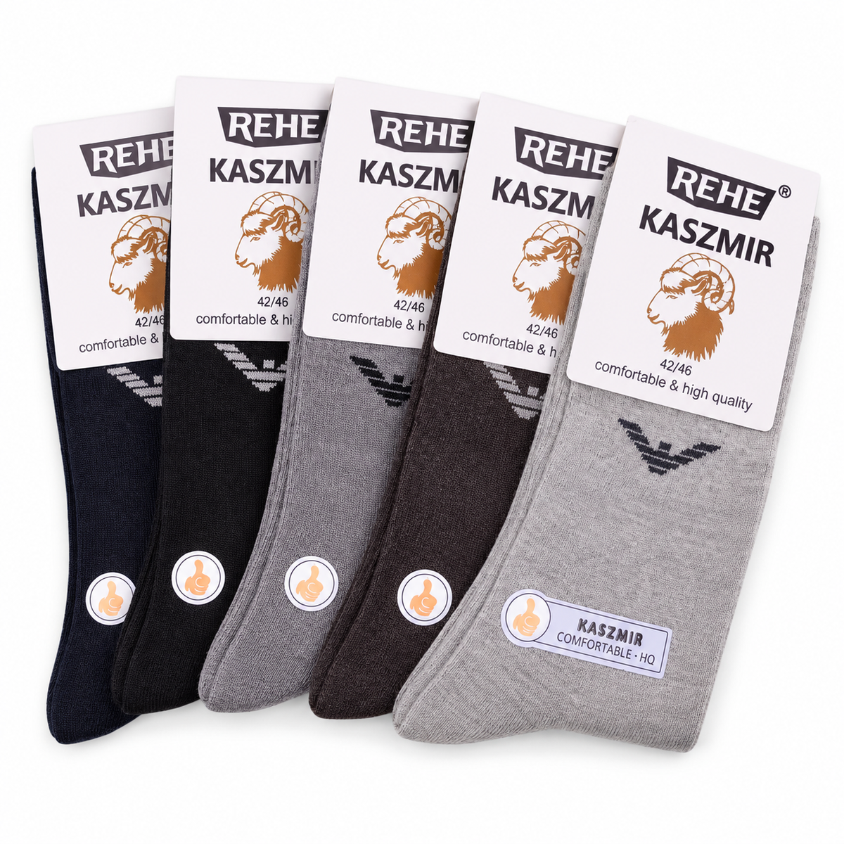 Vyriškos plonos kojinės su vilna Kazimir spalvų mix klasikinis ilgis , 5 poros