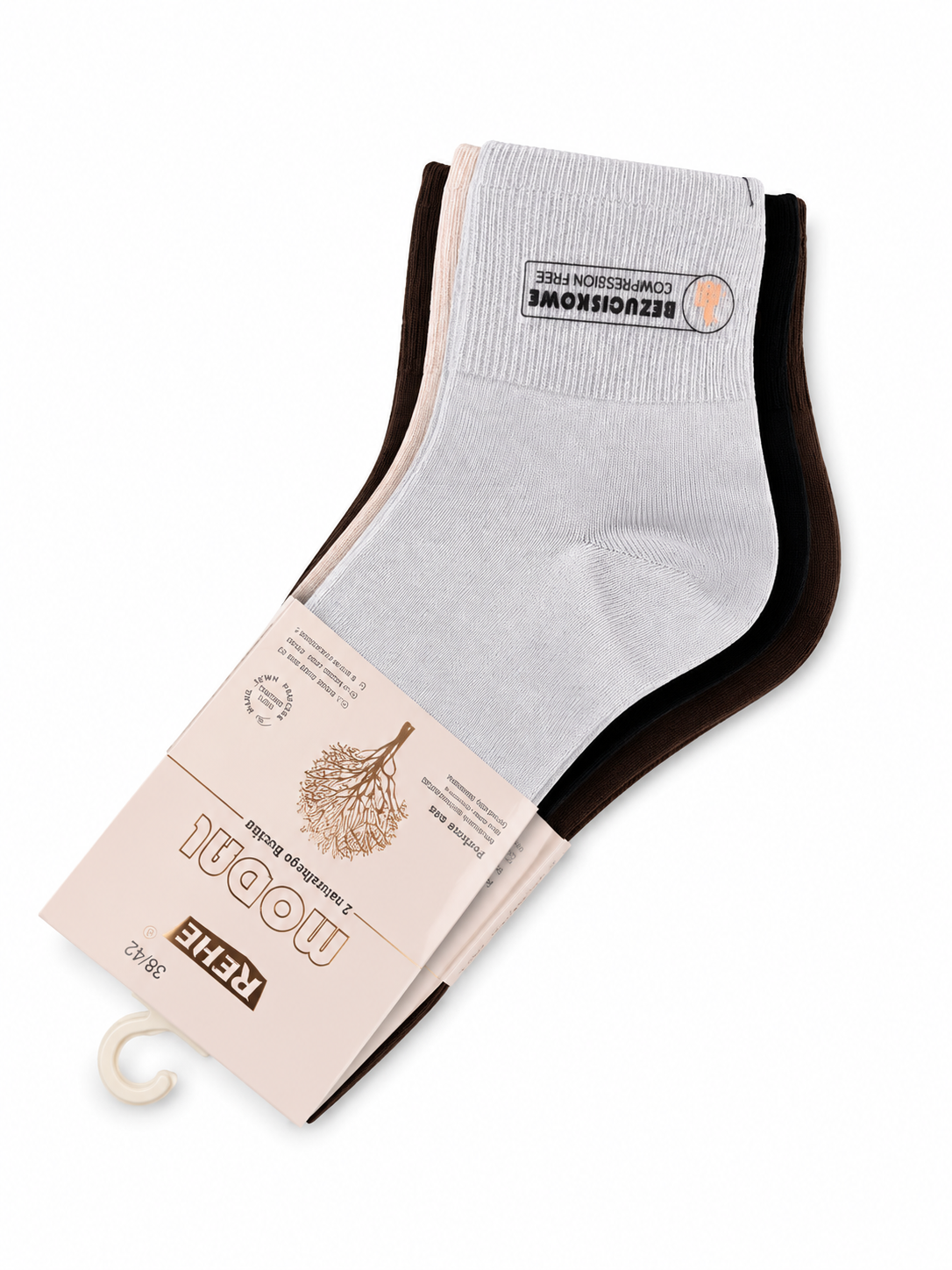 Pusilgės modalio kojinės moterims – nevaržanti guma, spalvų mix , 5 poros