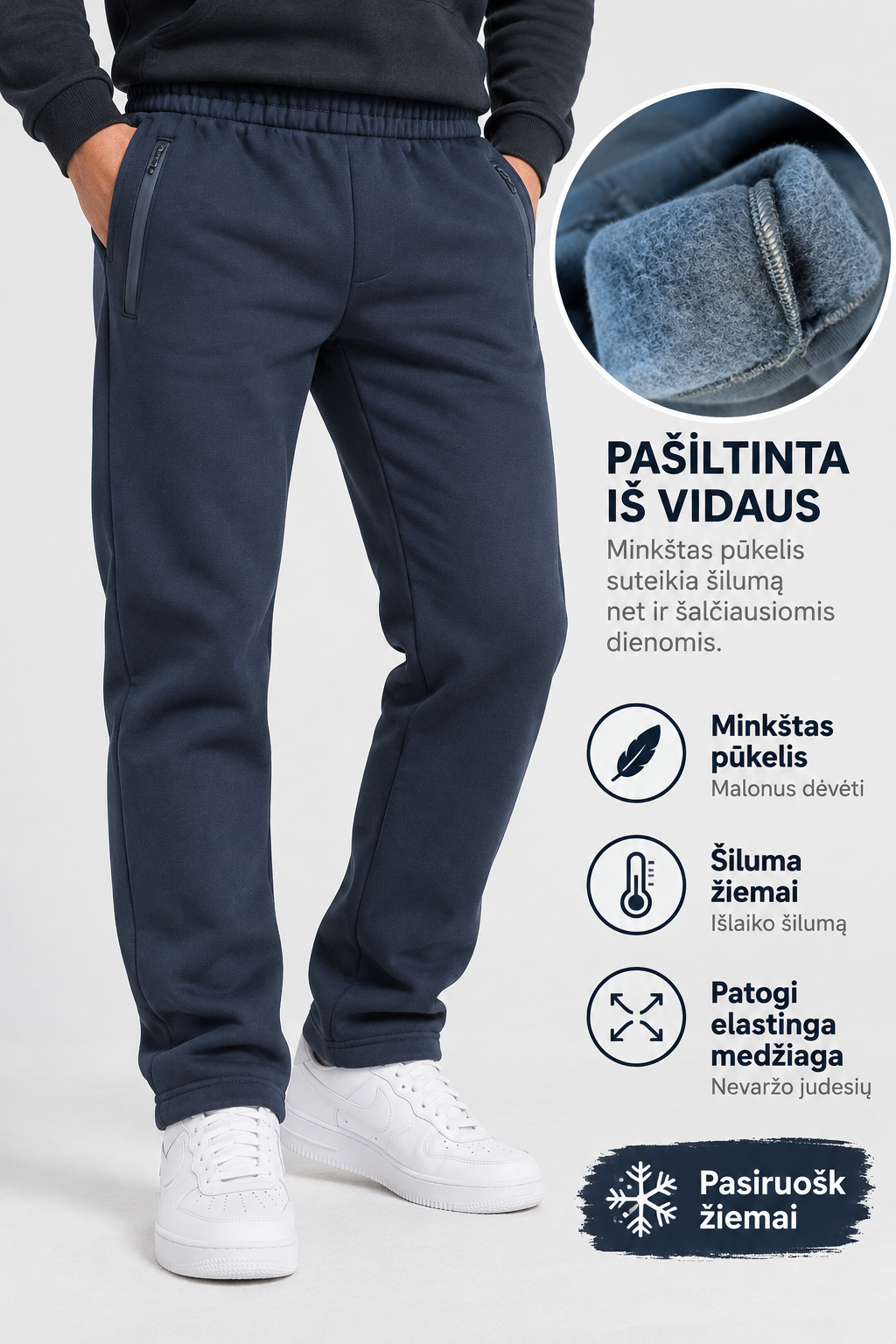 Vyriškos Sportinės Kelnės Loon Tiesios – su pašiltinimu, žiemai